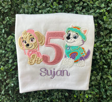 Custom birthday shirt | Liberty birthday shirt | patrol birthday shirt | embroidered birthday shirt | birthday themed shirt | Sky birthday shirt | Everest birthday shirt | Sky and Everest | Everest and Sky