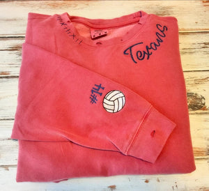 Hand Distressed Custom Texans Sweatshirt