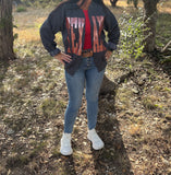Custom Texans Split Crew Cardi Cardigan Team Sweatshirt Raw Edge
