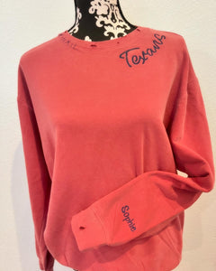 Hand Distressed Custom Texans Sweatshirt