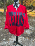 Custom Texans Split Crew Cardi Cardigan Team Sweatshirt Raw Edge