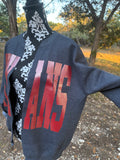 Custom Texans Split Crew Cardi Cardigan Team Sweatshirt Raw Edge