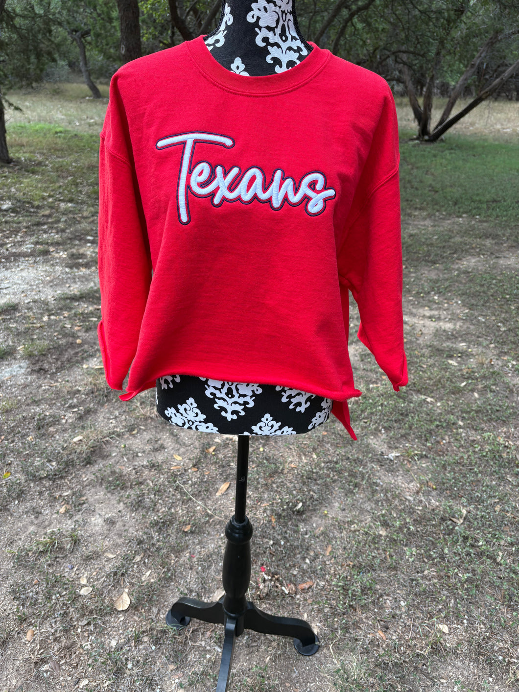 Cropped Texans Puff Embroidered Sweatshirt