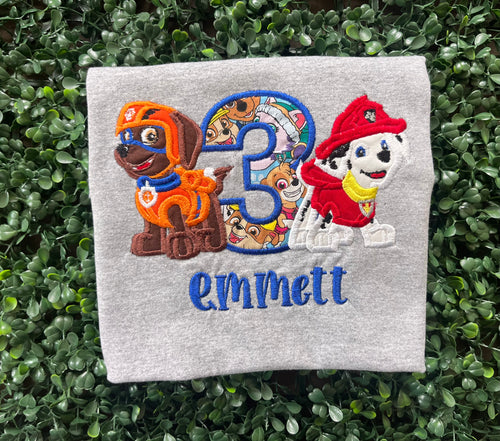 Chase and Zuma Patrol Birthday Shirt