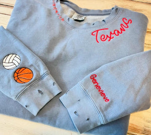 Hand Distressed Custom Texans Sweatshirt
