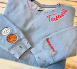 Hand Distressed Custom Texans Sweatshirt