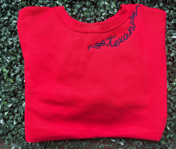 Texans Bow Font Collar Shirt or Sweatshirt