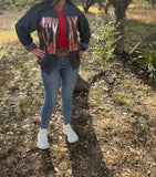 Custom Texans Split Crew Cardi Cardigan Team Sweatshirt Raw Edge