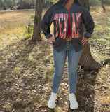 Custom Texans Split Crew Cardi Cardigan Team Sweatshirt Raw Edge
