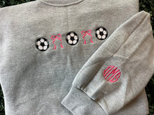 Soccer Balls and bows Game Day Sweatshirt | soccer mom sweatshirt | croquette bows and soccer balls sweatshirt | game day soccer sweatshirt