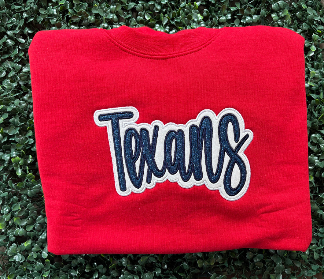 Glitter Texans Embroidered Sweatshirt or Shirt