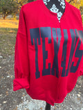 Custom Texans Split Crew Cardi Cardigan Team Sweatshirt Raw Edge