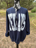 Custom Texans Split Crew Cardi Cardigan Team Sweatshirt Raw Edge