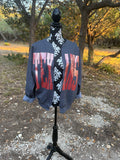 Custom Texans Split Crew Cardi Cardigan Team Sweatshirt Raw Edge