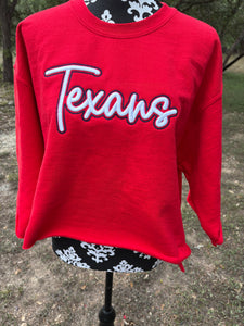 Cropped Texans Puff Embroidered Sweatshirt