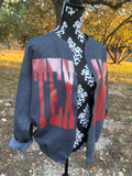 Custom Texans Split Crew Cardi Cardigan Team Sweatshirt Raw Edge