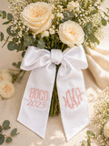 Custom Embroidered Bouquet Sash | Personalized Wedding Bouquet Ribbon | Monogrammed Bridal Bouquet Wrap | Custom Name Ribbon