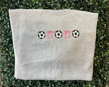 Soccer Balls and bows Game Day Sweatshirt | soccer mom sweatshirt | croquette bows and soccer balls sweatshirt | game day soccer sweatshirt