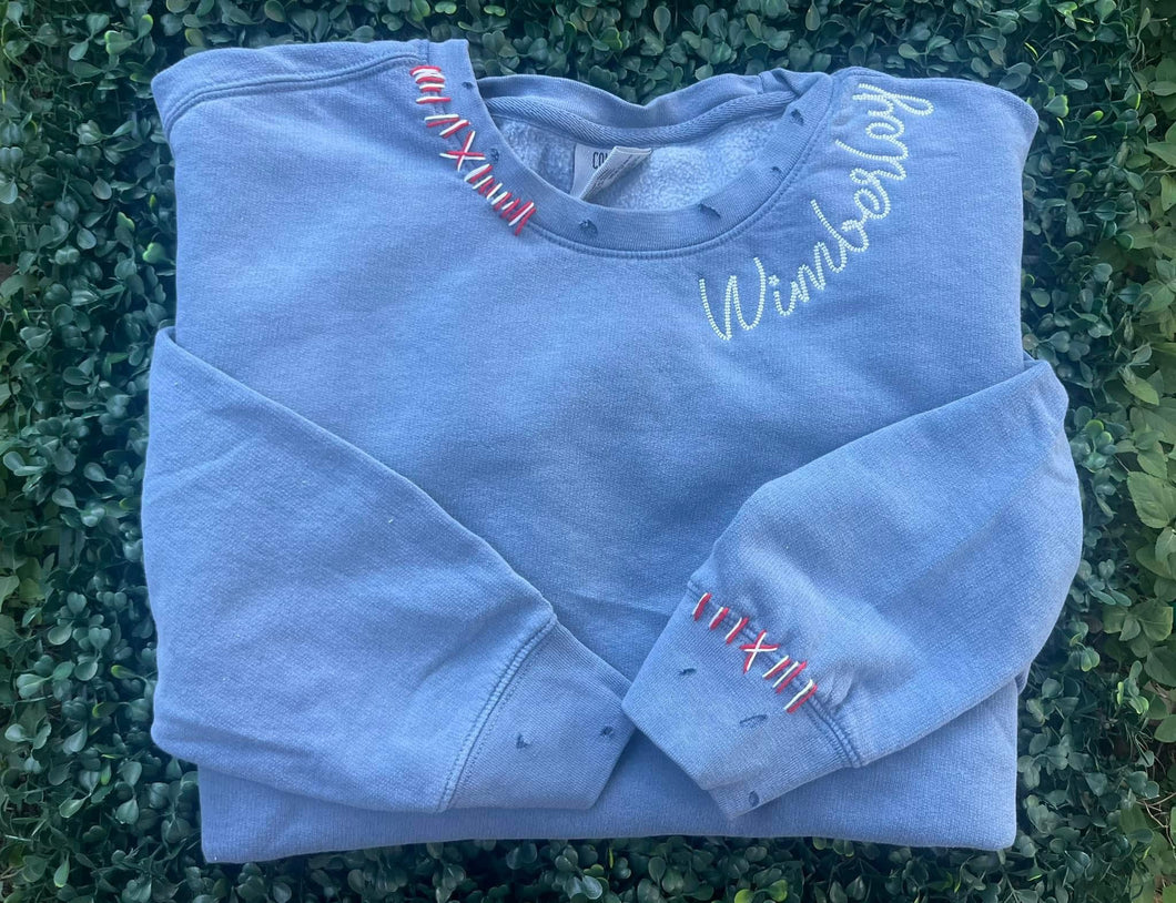 Custom City Sweatshirt | Wimberley Sweatshirt | Texans sweatshirt | hand stitches sweatshirt | had distressed sweatshirt | custom game day sweatshirt | Wimberley Texas