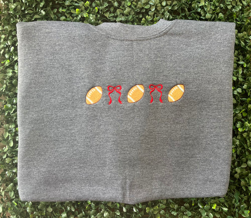 Footballs and bows Game Day Sweatshirt | football mom sweatshirt | croquette bows and footballs sweatshirt | game day football sweatshirt