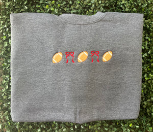 Footballs and bows Game Day Sweatshirt | football mom sweatshirt | croquette bows and footballs sweatshirt | game day football sweatshirt