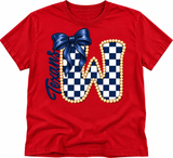 Wimberley Texans Checkered Bow Game Day T-Shirt & Sweatshirt