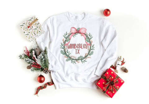 Wimberley, Texas Christmas Wreath Sweatshirt