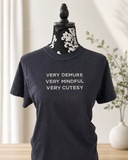 Very Demure Very Mindful Very Cutesy Embroidered Shirt | Custom Comfort Colors Tee | Trendy Aesthetic Graphic Tee | Custom Thread & Shirt Color