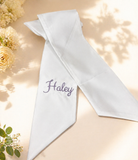 Custom Embroidered Bouquet Sash | Personalized Wedding Bouquet Ribbon | Monogrammed Bridal Bouquet Wrap | Custom Name Ribbon