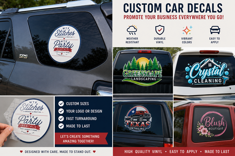     Custom business car decal installed on vehicle window