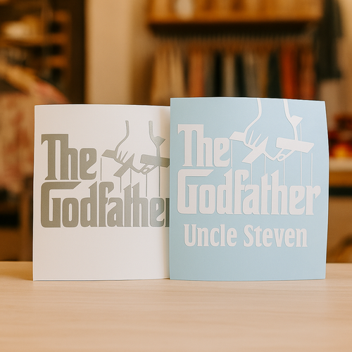 Custom Godfather Vinyl Decal. Choose size & color! Perfect for cars, laptops, tumblers & gifts. Waterproof, durable & magical.


