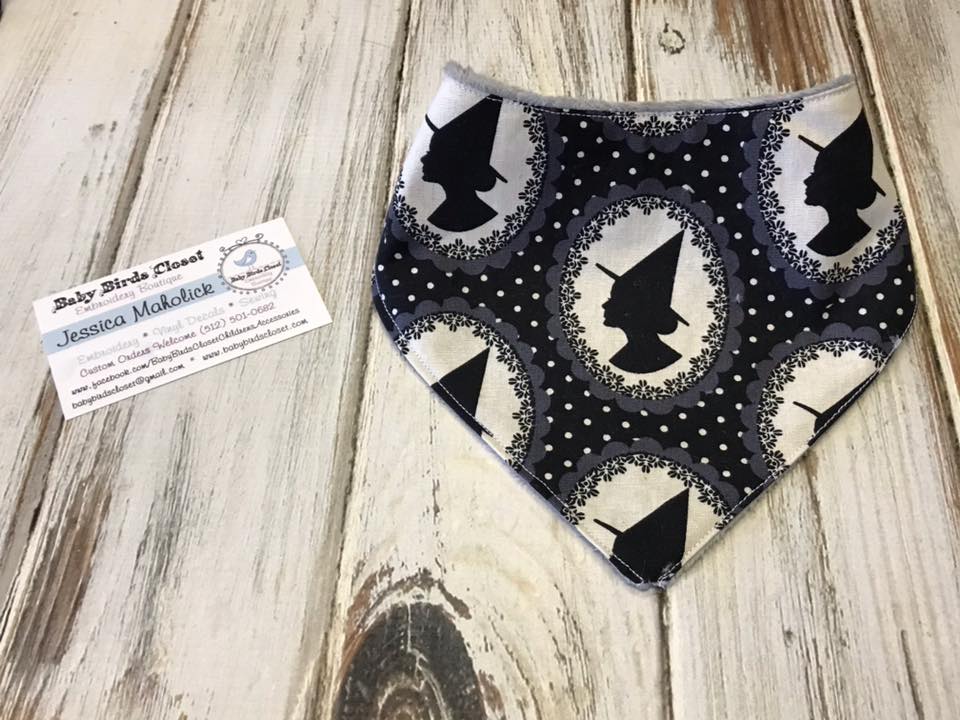 Witch Silhouette Halloween print bandanna bib 12-24 months