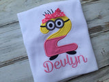 Girls Minion 2nd Birthday Shirt or onesie