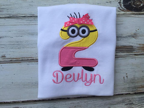 Girls Minion 2nd Birthday Shirt or onesie