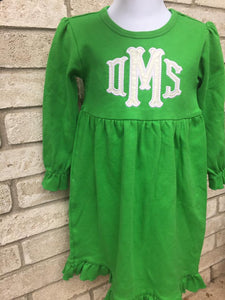 Girls Green Ruffle Long Sleeve Dress Size 3T