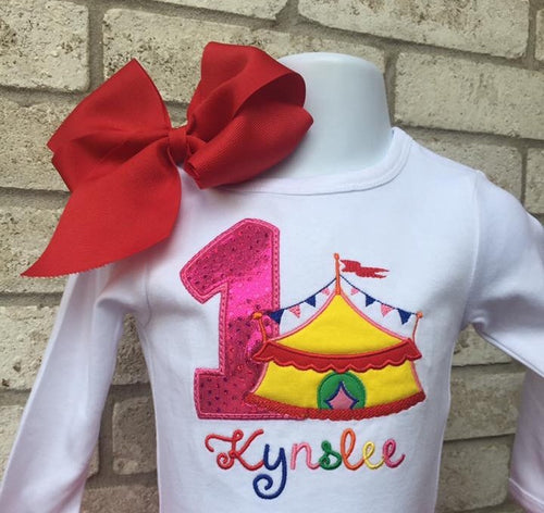 Girls Circus Big top tent birthday shirt or onesie
