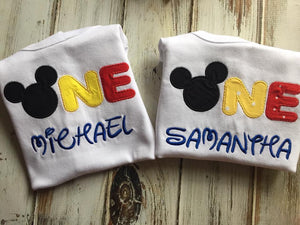 Mickey Mouse 1st birthday shirt or onesie