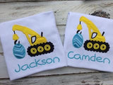Boys easter shirt , excavator shirt