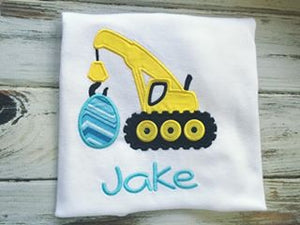 Boys easter shirt , excavator shirt