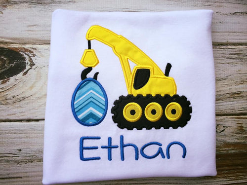 Boys easter shirt , excavator shirt