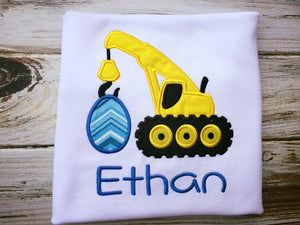Boys easter shirt , excavator shirt