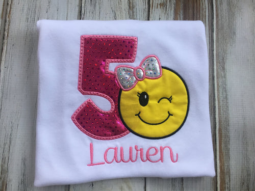 Girls emoji wink Face birthday shirt