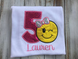 Girls emoji wink Face birthday shirt