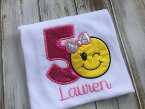 Girls emoji wink Face birthday shirt