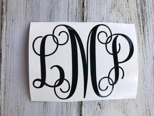 Custom Monogram Decal for Cups – Personalized Vinyl Sticker | Choose Size & Color