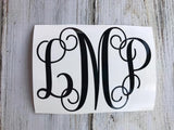 Custom Monogram Decal for Cups – Personalized Vinyl Sticker | Choose Size & Color