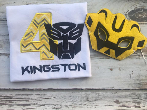 Transformer birthday shirt WITH a mask