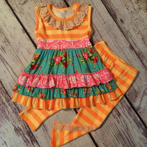 2 piece yellow floral boutique outfit