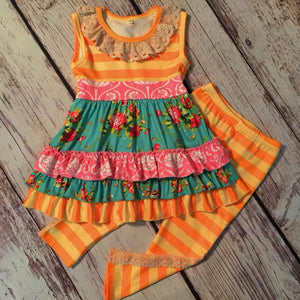 2 piece yellow floral boutique outfit