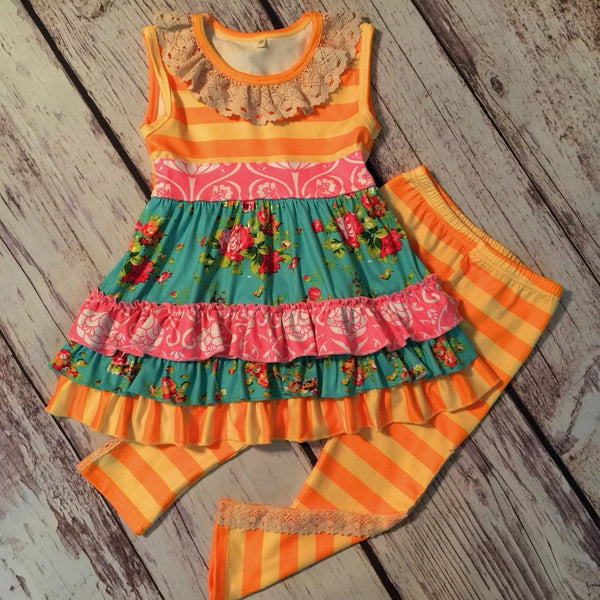 2 piece yellow floral boutique outfit